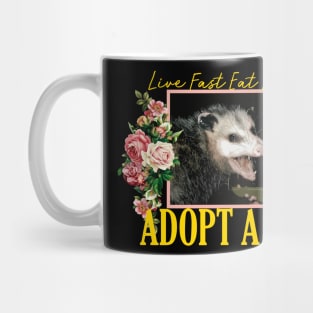Adopt a Cat Possum Floral Aesthetic Mug